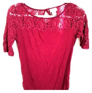 Wine Motherhood Maternity silky and Lace dress top